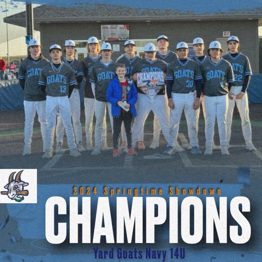 YardGoats2's tweet photo. ✊🏻✊🏻Yard Goats 14u Black win The Springtime Showdown 💥💥@RockTournaments 

Yard Goats combined for 27 Extra Base Hits on the weekend and only giving up 3 runs going 4-0 for the weekend!!!!

@ChaseWagers07 👀

#goats 🐐 https://t.co/puOvw7Ukmd