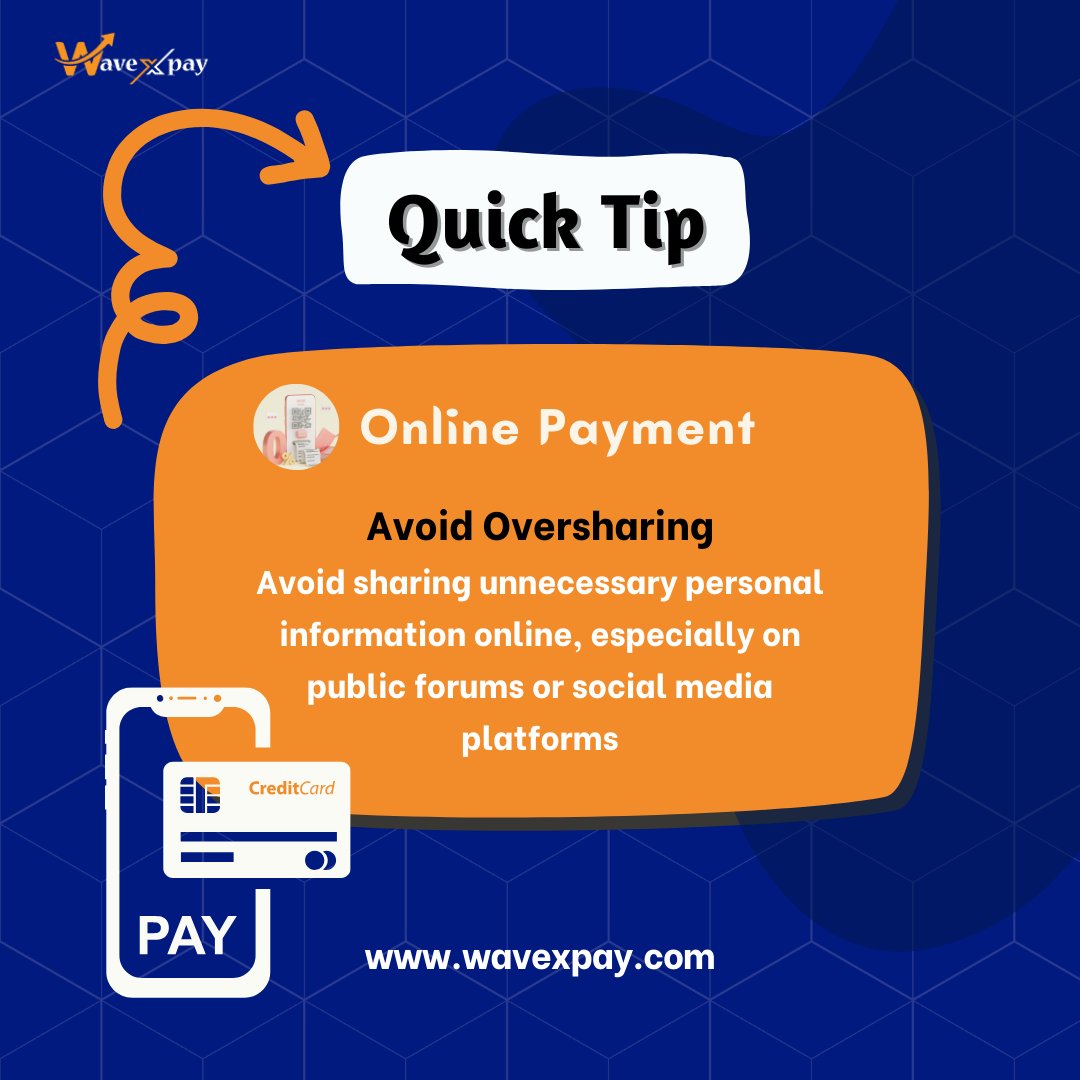 Oversharing personal information increases the risk of identity theft and fraud,  That’s why #Secure your accounts like a pro with this quick tip.
.
.
.
.
#wavexpay #explorepage #quicktips #QuickTip  #SecureYourAccount #safetytips #paymentgateway