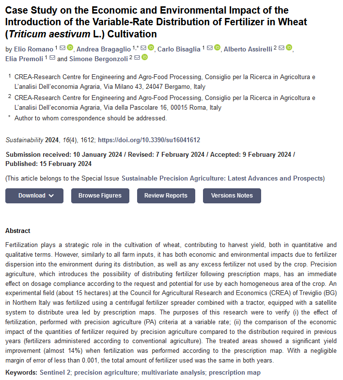 #SUSEditorialChoice

Case Study on the Economic and Environmental Impact of the Introduction of the Variable-Rate Distribution of #Fertilizer in #Wheat (Triticum aestivum L.) Cultivation

by Elio Romano, et al., 

mdpi.com/2071-1050/16/4…

#mdpi #openaccess #sustainability #SDGs