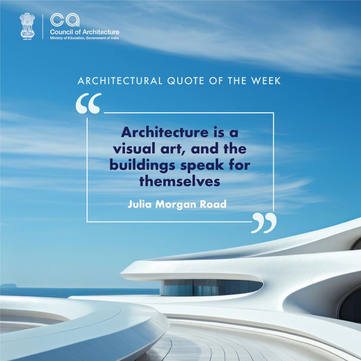 Architectural quote of the week.

#motivationalmonday #motivation #quoteoftheweek #architecture #councilofarchitecture #COA