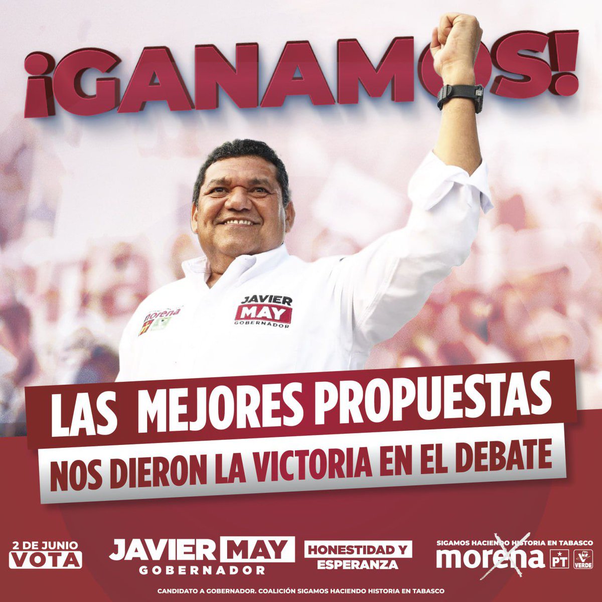 !Ganamos el primer debate! Con las mejores propuestas para el pueblo de Tabasco vamos por la gubernatura. #MayGanaDebate