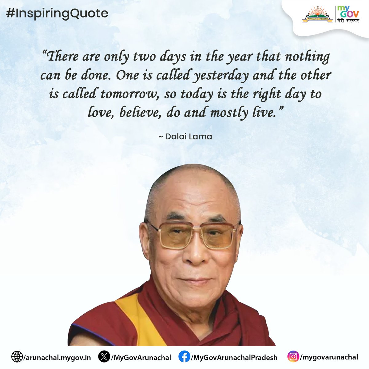 #MorningMusing Let's start the day by drawing inspiration from the Dalai Lama, the global beacon of peace, love and compassion.