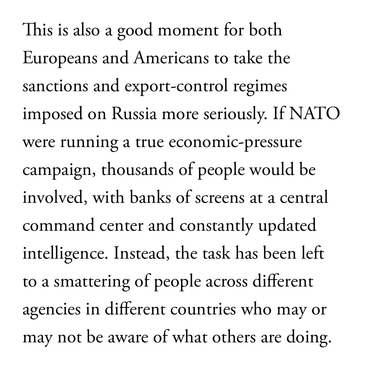 Here's the key point from @anneapplebaum below: seize Russia's money and do sanctions right...