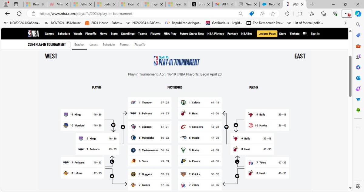 Sports: The NBA Professional Basketball Men Team League CY2023-2024 playoff bracket is finalized. Best wishes to the teams for a memorable experience, and god bless.