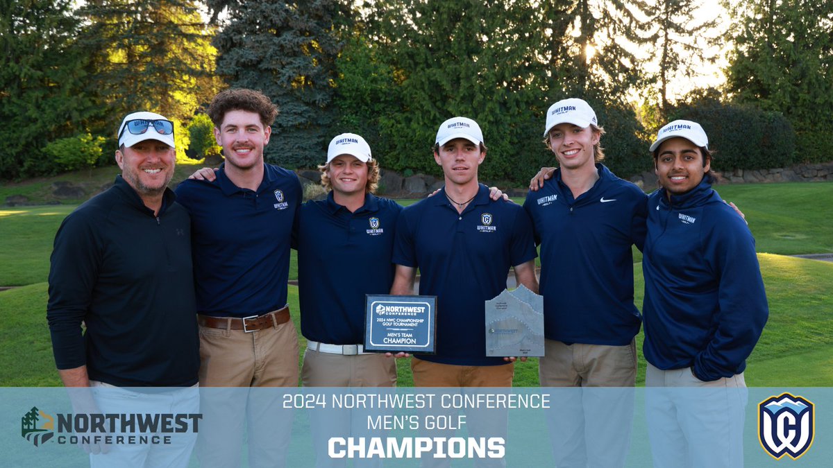 Congratulations to the Whitman Blues on winning the 2024 Northwest Conference Men's Golf title and to Mason Remington on being the individual medalist! The Blues will earn the NWC Automatic Qualifier into the NCAA National Tournament! @WhitmanSports