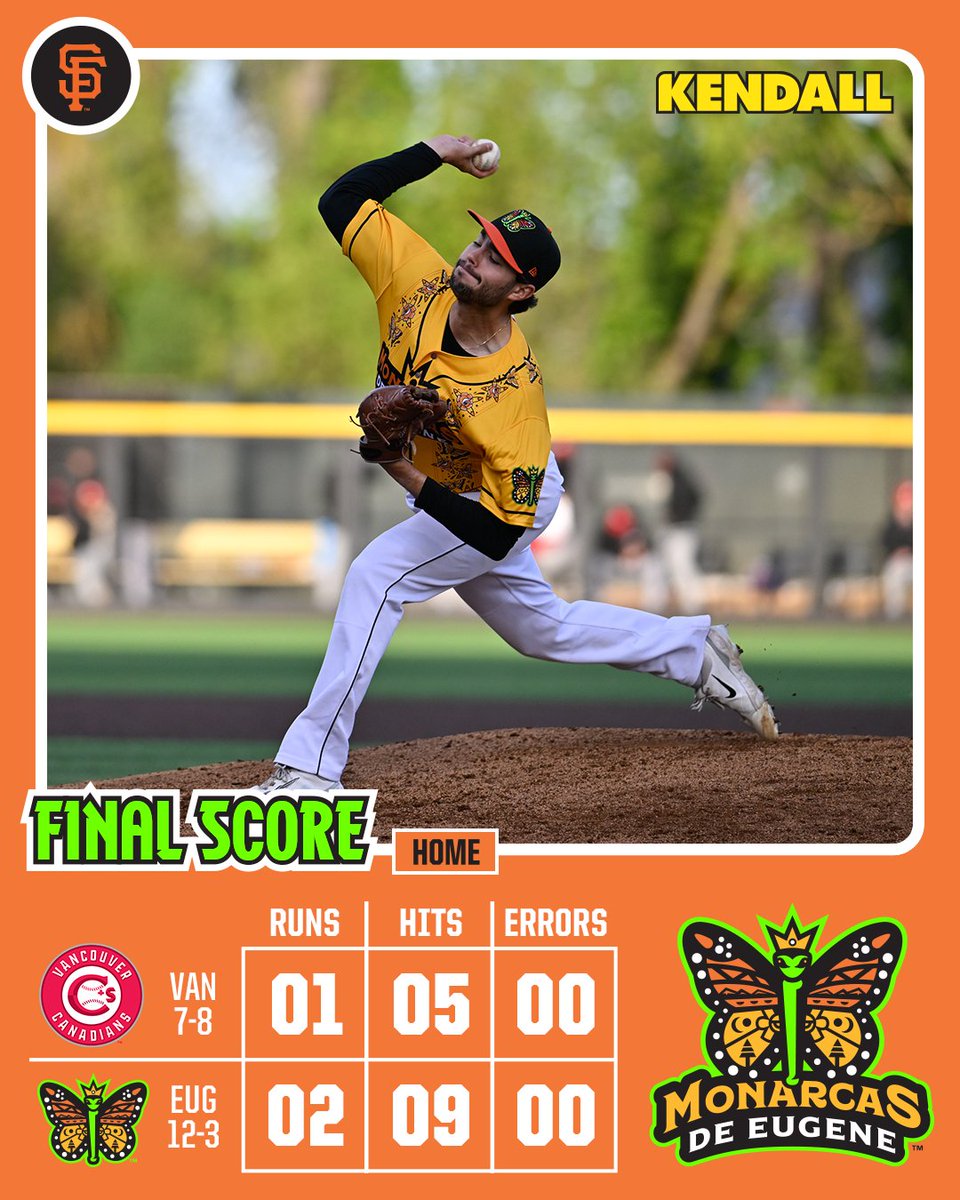 sunday wins 💛 The Monarcas best the Canadians 2-1 on Venezuela night. Monarcas' pitching limits Vancouver to one run. Eugene is back at it on Tuesday at 7:05 PM. #RootedHere