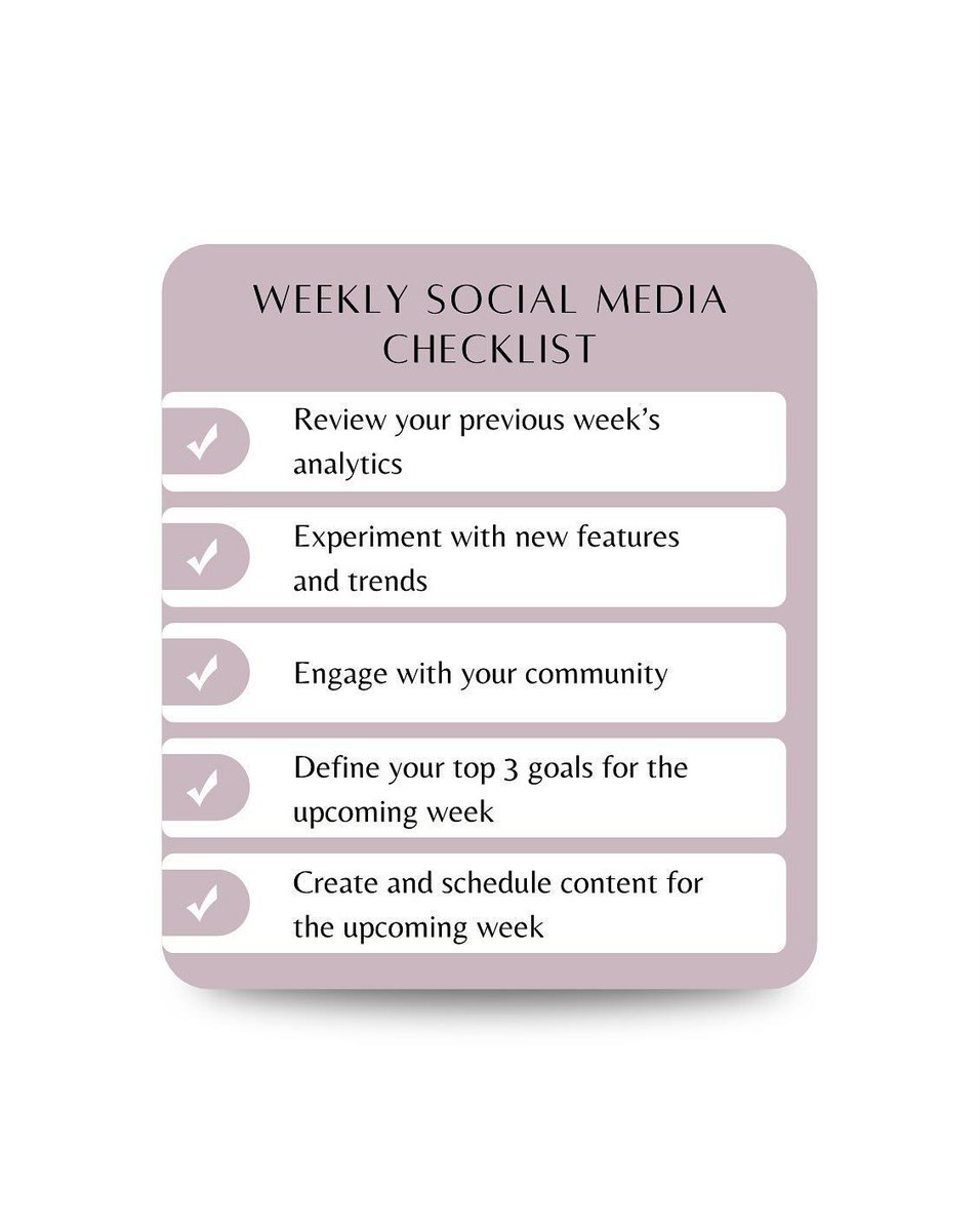 Mst_Emaa's tweet photo. weekly social media checklist 

#MarketingTips # https://t.co/uO8863EKNF