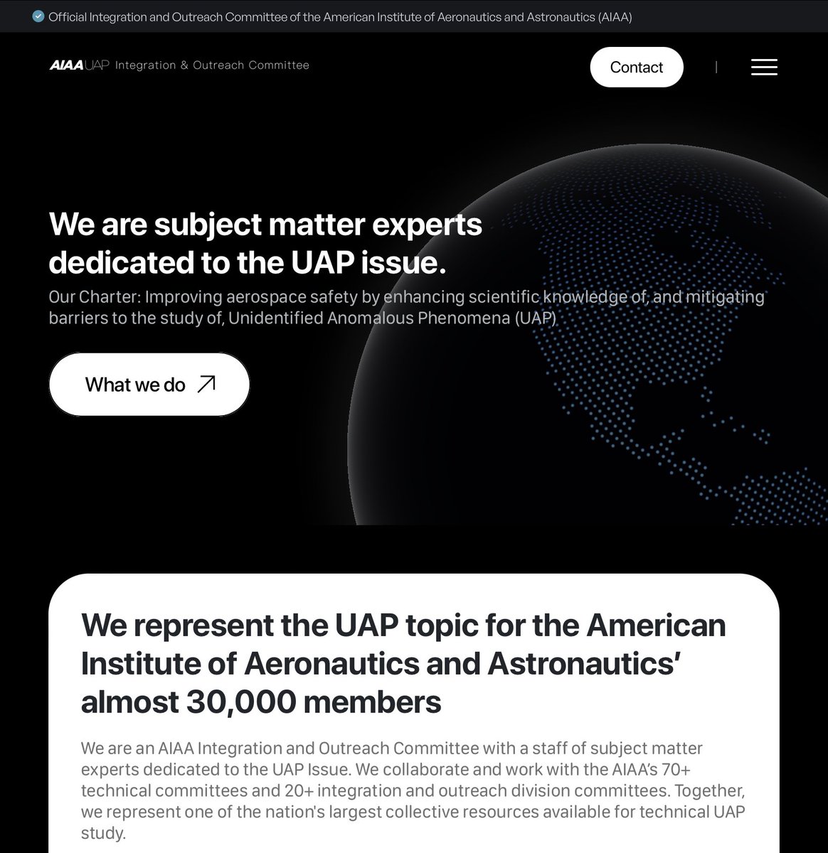 @iamjohnoliver @LastWeekTonight 
Speaking of the need for more scientific inquiry and data-based investigations into UAP, did you know that the world’s largest aviation technical society, the AIAA, has its own UAP committee? They just launched their new website, which includes