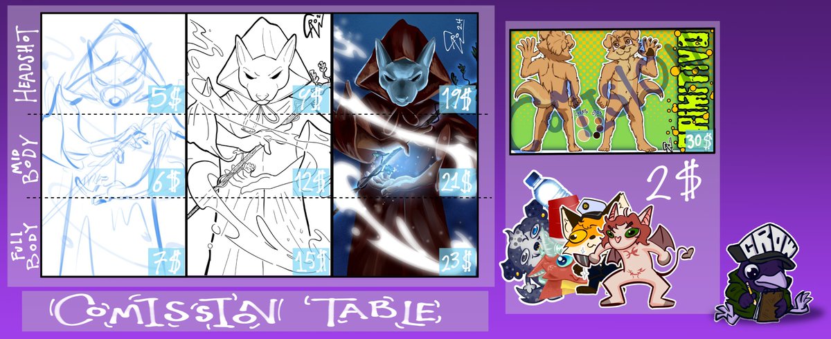 crowrusta's tweet image. A friend swears that if I upload this price table that he made for me on Twitter I will receive orders...in my opinion the prices are too high but here we go...
This is the adaptation of COP prices to dollars, with the volatility of the Latin currency.
#comissionsopen