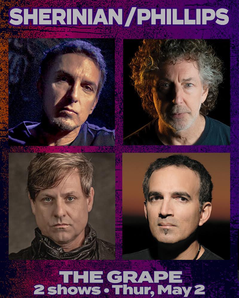 2 SHOWS! On May 2, Derek teams up once again Simon Phillips. Expect material from previous collaborations including the rocking Sherinian / Phillips LIVE album, recorded at The Grape in 2022. Get tickets now at bit.ly/DSSPgrape52 – we anticipate sellouts!