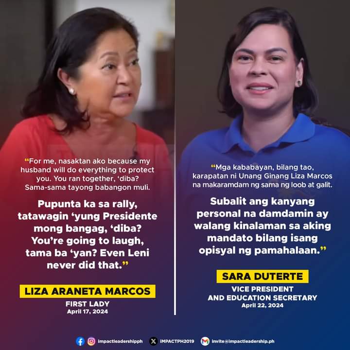 DEDMA KUNG BAD SHOT? Vice President and Education Secretary Sara Duterte addresses First Lady Liza Araneta Marcos' resentment and anger toward her, saying that her personal feelings have nothing to do with her mandate as a government official.