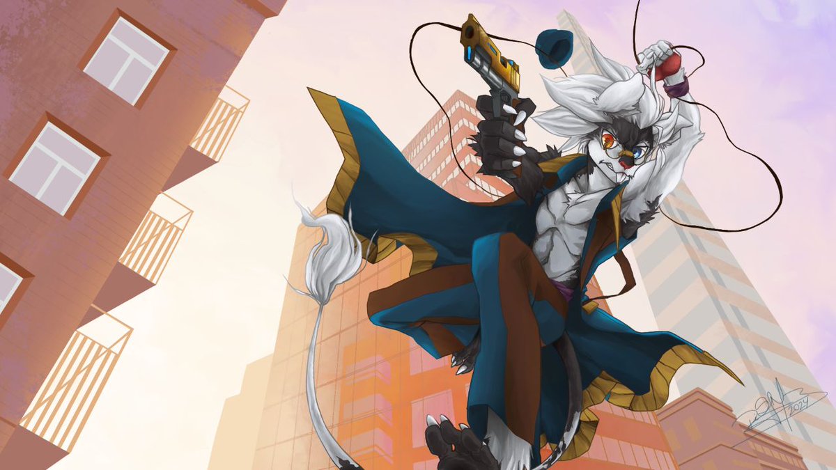 mausington's tweet image. At long last I have some art of the new iteration of Cavram

#furry #furryart #actionpose #steampunk