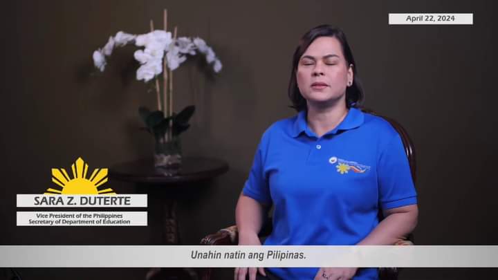 'UNAHIN NATIN ANG PILIPINAS'? Vice President and Education Secretary Sara Duterte concludes her video message addressing First Lady Liza Araneta Marcos' resentment and anger towards her with the statement: 'Unahin natin ang Pilipinas.'