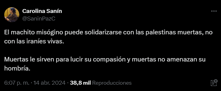 simangeo's tweet photo. El "feminismo" de esta decadente en busca de trabajo con los medios prosionistas.
6,000 mujeres palestinas asesinadas, cientos encarceladas y violadas por los militares israelíes y sale con esto. https://t.co/YdIwNBGXTQ
