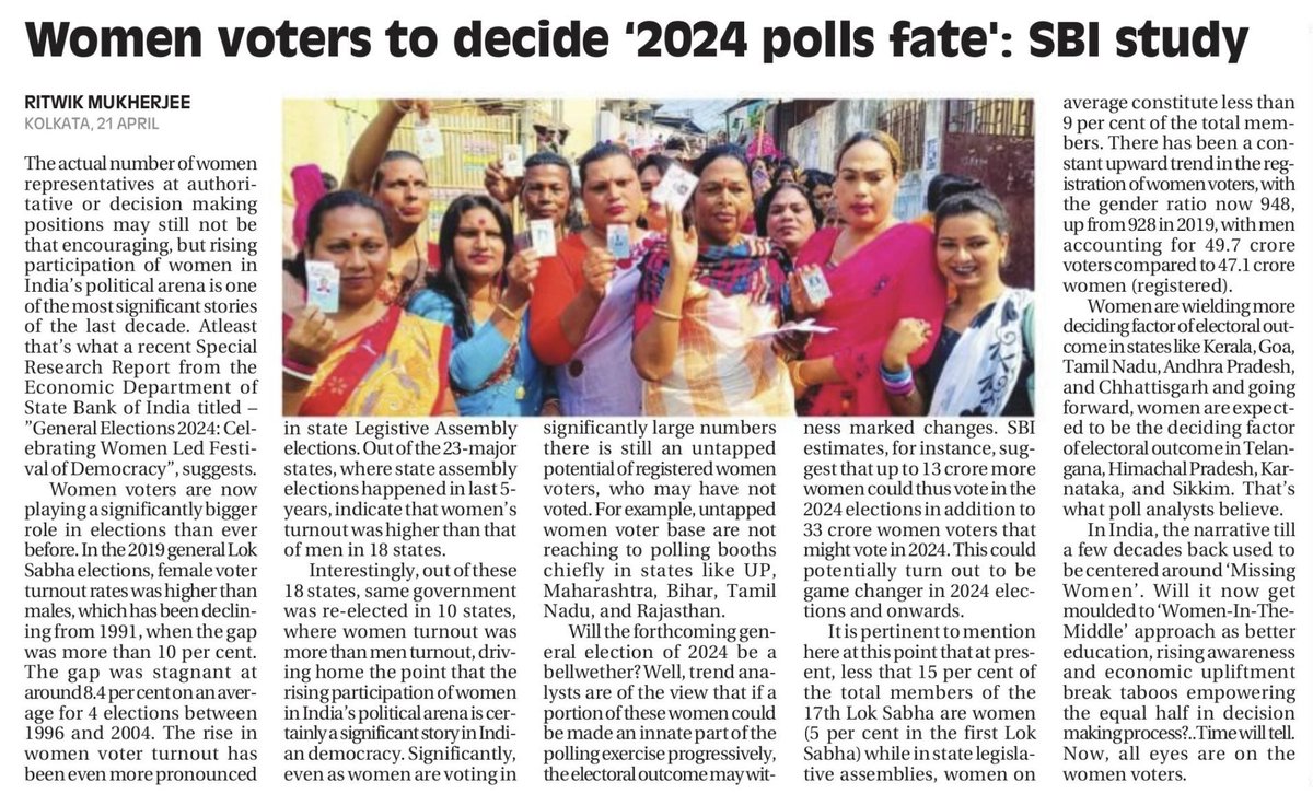 13 crores more #women could vote in 2024! #India.