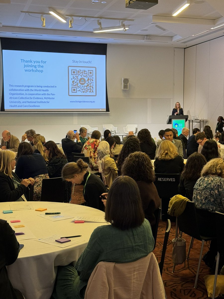 “Living evidence can be a key component to establishing trust” says Sally Green. What great engagement in a lunchtime workshop! #WHSMelbourne2024