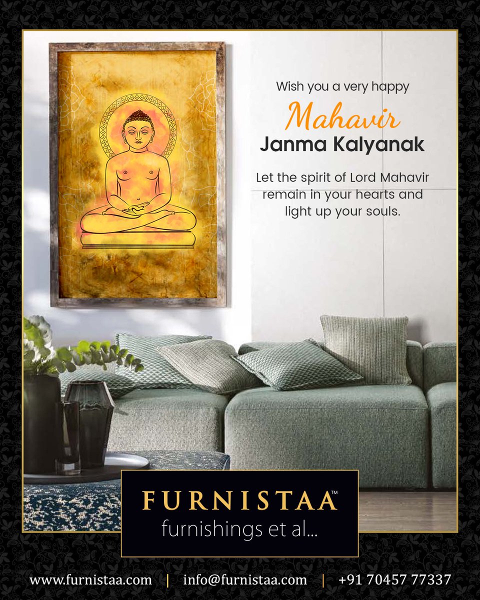 Wish you a very Happy Mahavir Janma Kalyanak!

Let the spirit of lord Mahavir remain in your hearts and light up your souls.

Explore now: furnistaa.com

#furnistaa #fabricstore #mahavirjayanti #lordmahavir #happymahavirjayanti #jaijinendra #humanity #peace #mahaveera