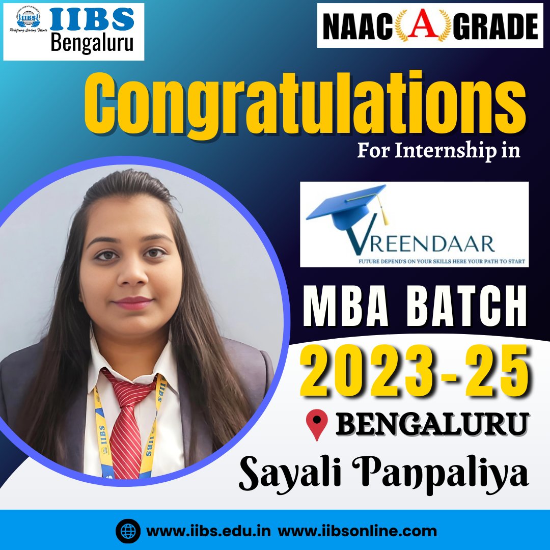 Congratulations to Sayali Panpaliya for securing a campus internship #opportunity at Vreendaar IT Solutions Pvt Ltd from the #IIBS #MBA batch 2023-2025! We are incredibly proud of Sayali's accomplishment

#Internship #MBA #VreendaarIT #placement #career #bschool  #bangalore