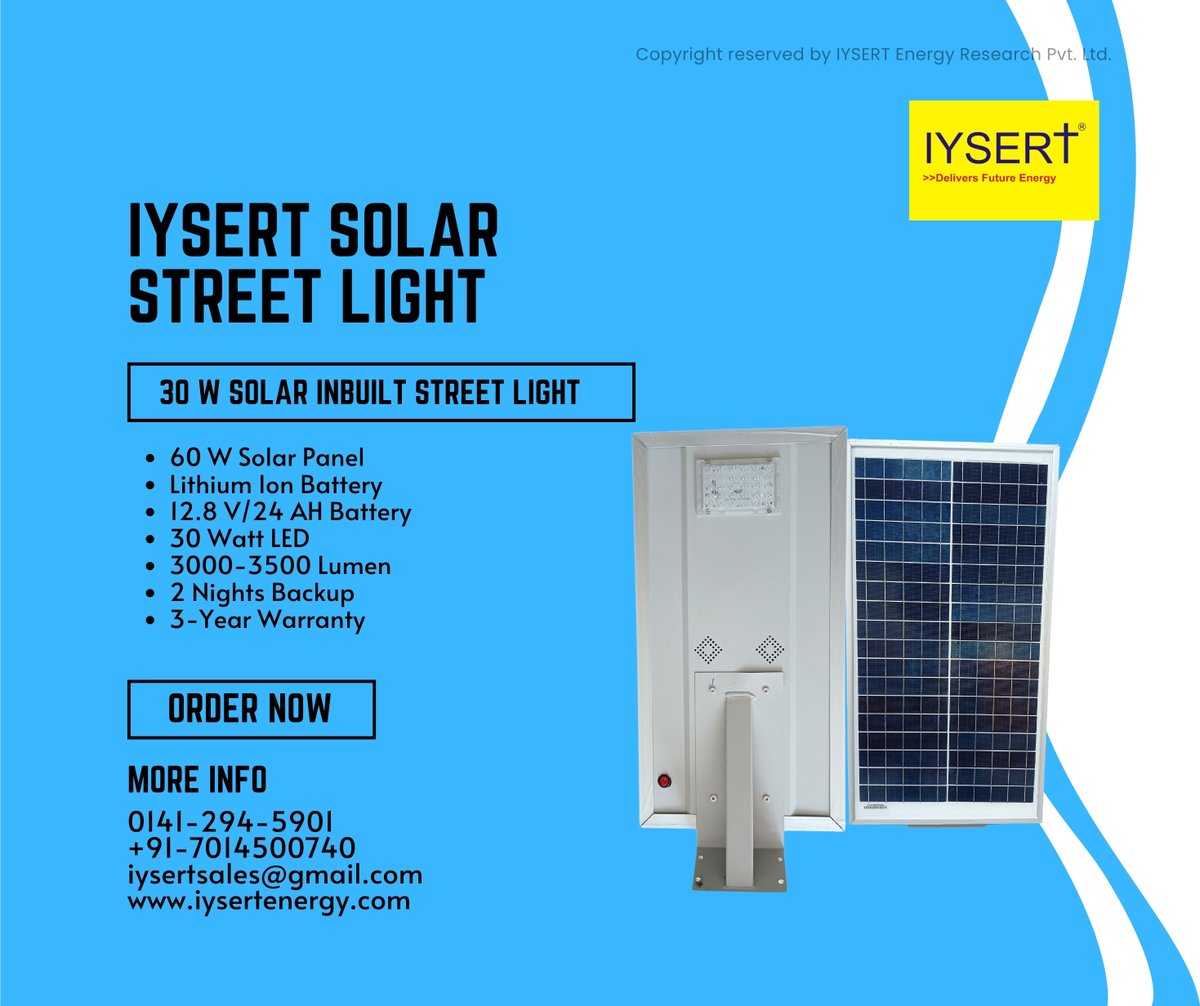 iysert's tweet image. IYSERT Solar All-In-One Light.
Order Now- iysertsales@gmail.com
To know more visit our Website- iysertenergy.com
#makeinindia #solarlights #solartree #solarcamera #SolarEnergy #solarpower #climatechange #Iysertsolarmission