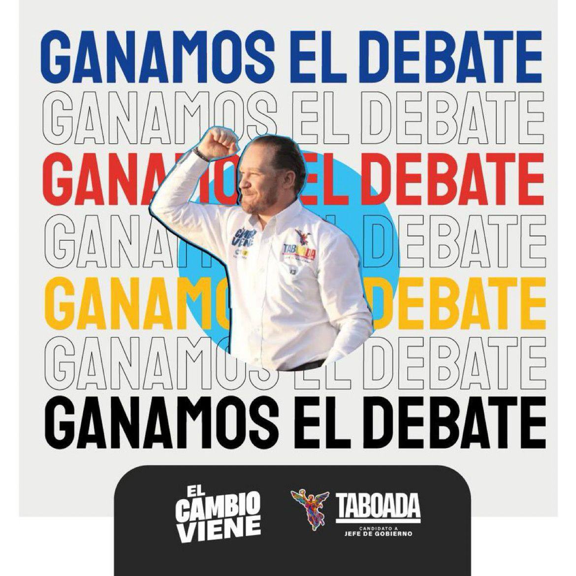 ¡#GanóElCambio en el #DebateChilango y vamos a ganar en la #CDMX! 👏 @STaboadaMx será el próximo Jefe de Gobierno. #ElCambioViene para las y los chilangos este 2 de junio. #YoConTaboada