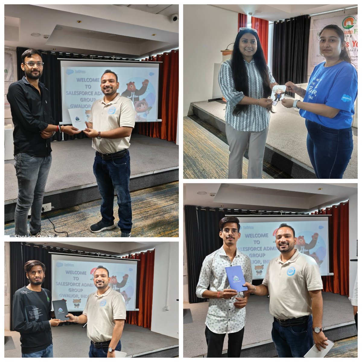 Check out our awesome #Trailblazers who snagged some sweet #SalesforceSwag! 🎉 Apologies for missing some pics, but here are a few lucky winners! 🏆 Keep rocking those prizes and spreading the @salesforce love! 💙 with #SalesforceGwalior #TrailblazerCommunity #BeAtrailblazer