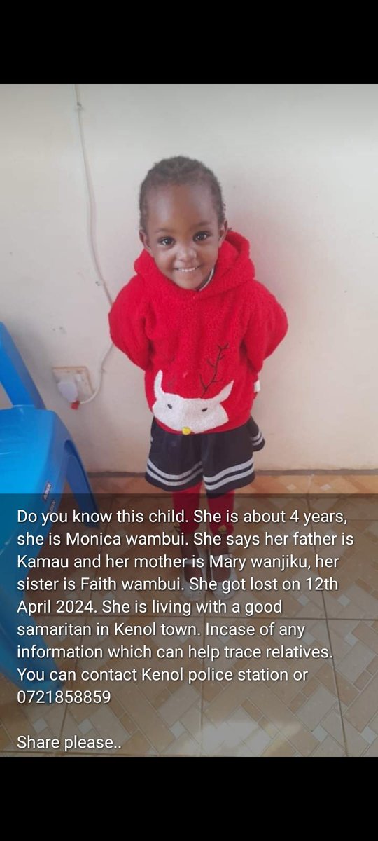 Missing Child... Retweet Widely Hadi apatikane na Wazazi wake.