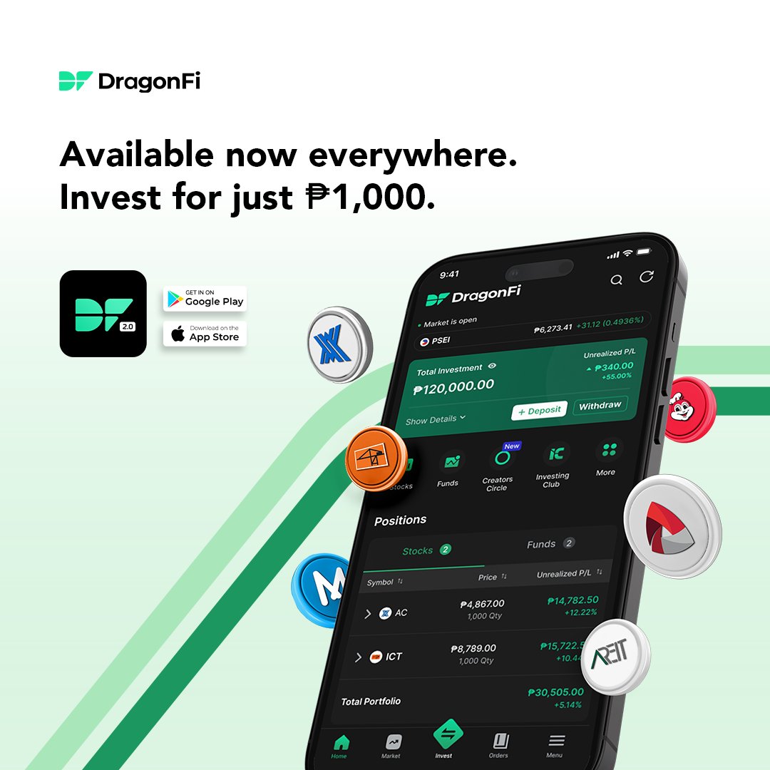 DragonFiHQ's tweet photo. The future of investing is here!​

Explore investment opportunities on the go for as low as P1000.​

Available now everywhere.​

#DragonFi #InvestAmbitiously https://t.co/XTQFsJ49n5