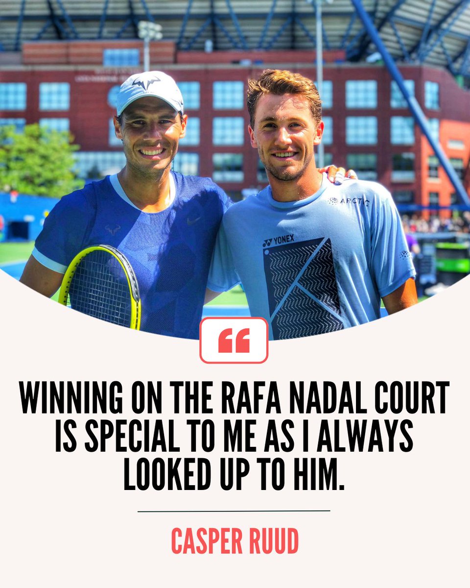RogerRafaLegacy's tweet photo. Casper Ruud after winning on Pista Rafa Nadal Court.

#casperruud #rafanadal https://t.co/3KdUZc0TQT