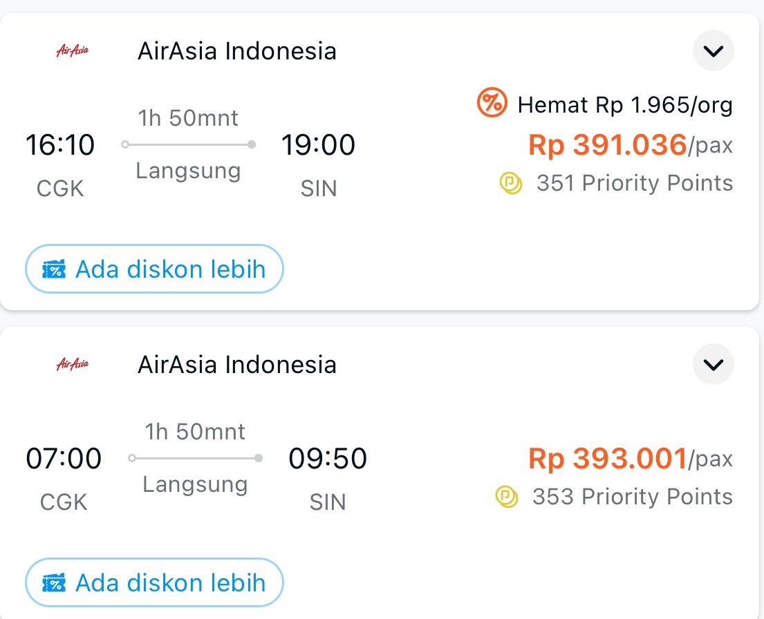 Iseng scrolling siang-siang, eeeeh nemu tiket Jakarta - Singapura Rp300ribuan 😱😱😱😱 Ambil diskonnya di sini 👉🏼 trv.lk/SelaluAdaPromo…