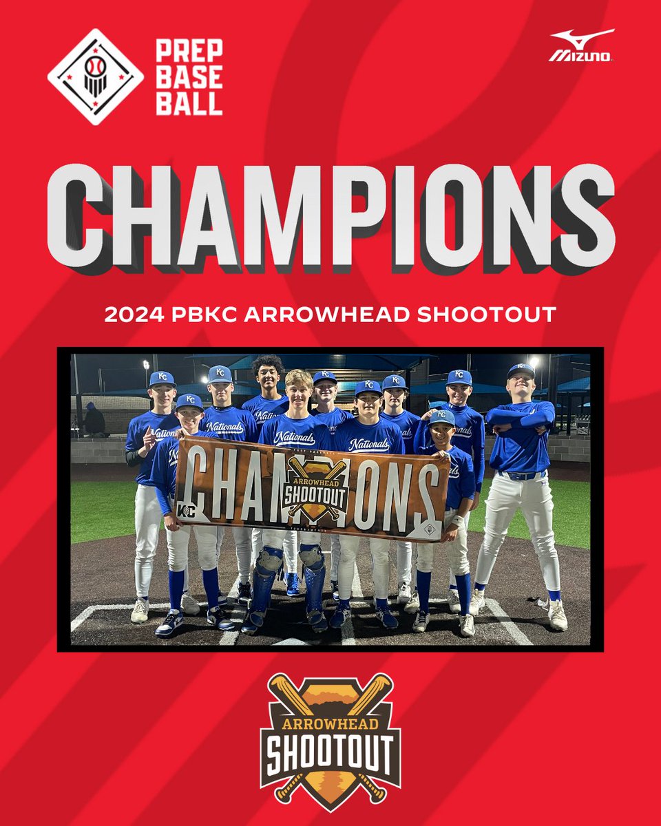 🏆CHAMPIONS🏆 Congratulations to the 2024 PBKC Arrowhead Shootout 14U D1 Champions, KC Nationals - Meyer!!! #PrepBaseballKC #BeSeen