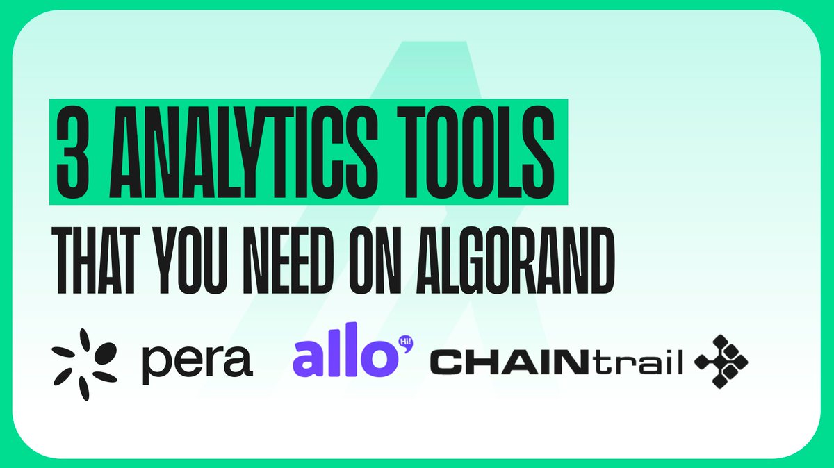 Analytics tools are fundamental for blockchain ecosystems. They support millions of community members across chains. Here are 3 analytics tools you need on Algorand 🧵