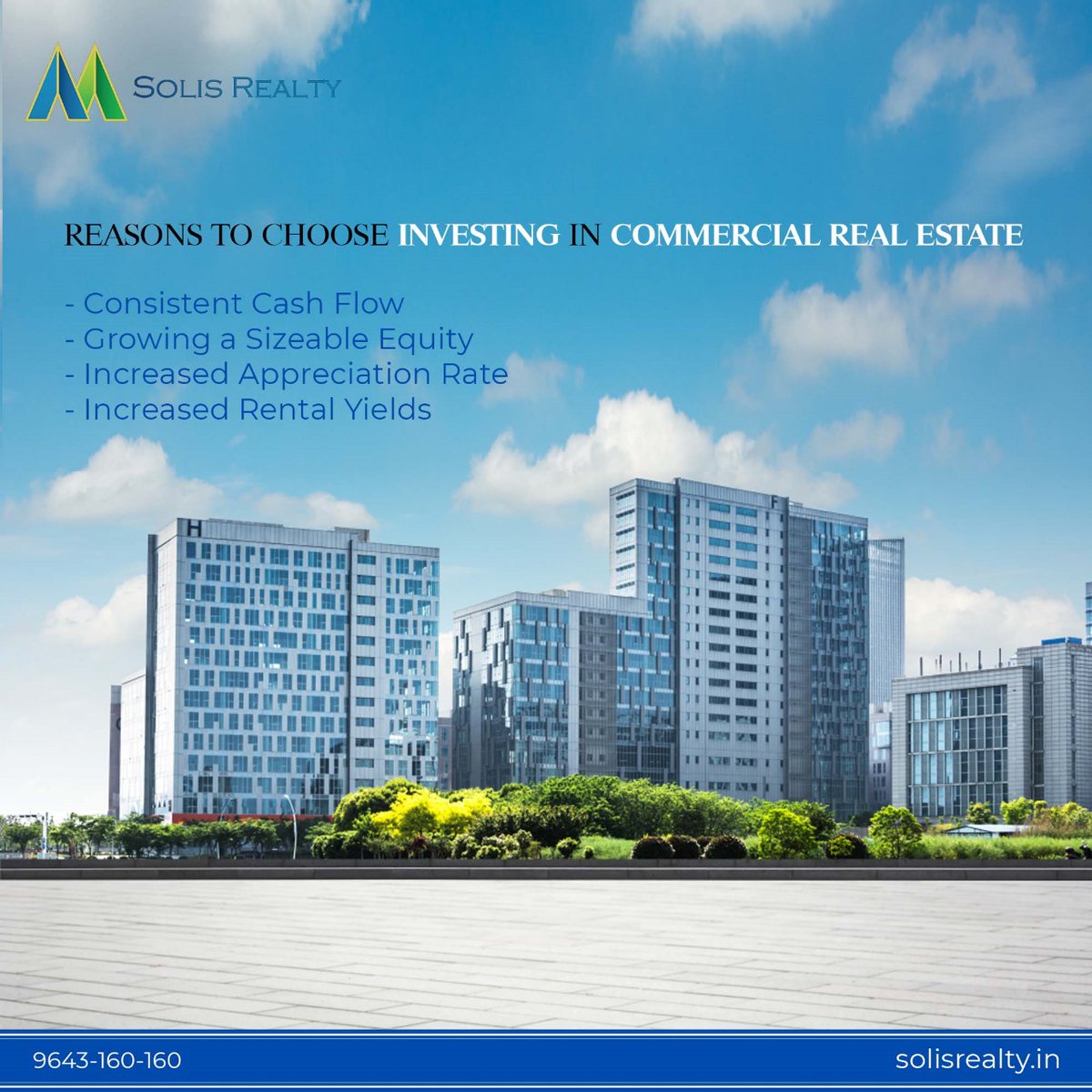 Reasons to Choose Investing in #CommercialRealEstate

To Know More About the Indian #RealEstateMarket, #Follow #SolisRealty.

#realestate #realtor #realestateagent #home #property #investment #forsale #realtorlife #househunting #dreamhome #luxury #interiordesign #luxuryrealestate