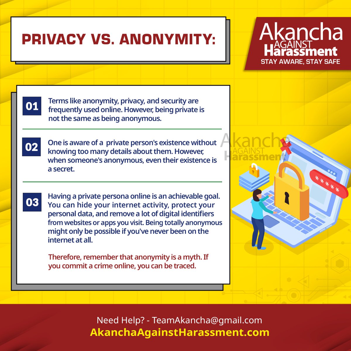 Privacy Vs Anonymity
Know the difference
#AAH #CyberSafety #India