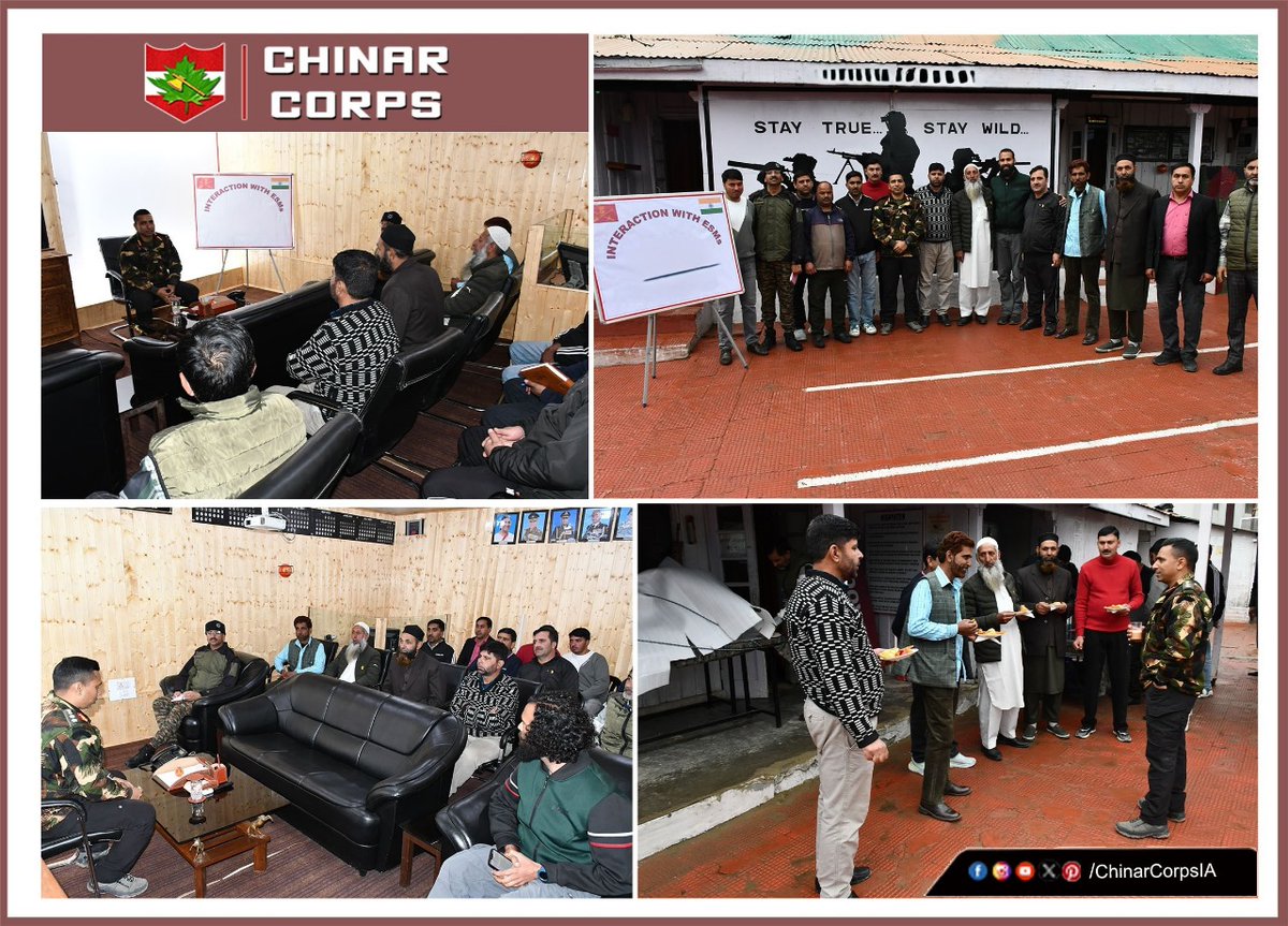 'A soldier may retire, but his commitment to service continues'
#ChinarCorps organised interaction with ESM at Chowkibal, #Kupwara.
#progressingJK#NashaMuktJK #VeeronKiBhoomi #BadltaJK #Agnipath #Agniveer #Agnipathscheme #earthquake
