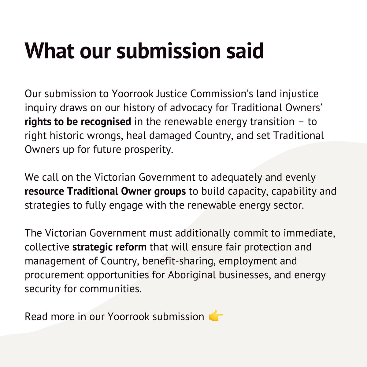 FVTOC's tweet photo. From drilling Lake Bunga, to burning coal on the banks of the Birrarung, and warming the atmosphere with fossil fuel emissions, building Victoria’s energy industries has damaged Country.

The renewable energy transition is an opportunity to do things differently.

@yoorrookjc https://t.co/2qcnFZO0Qf