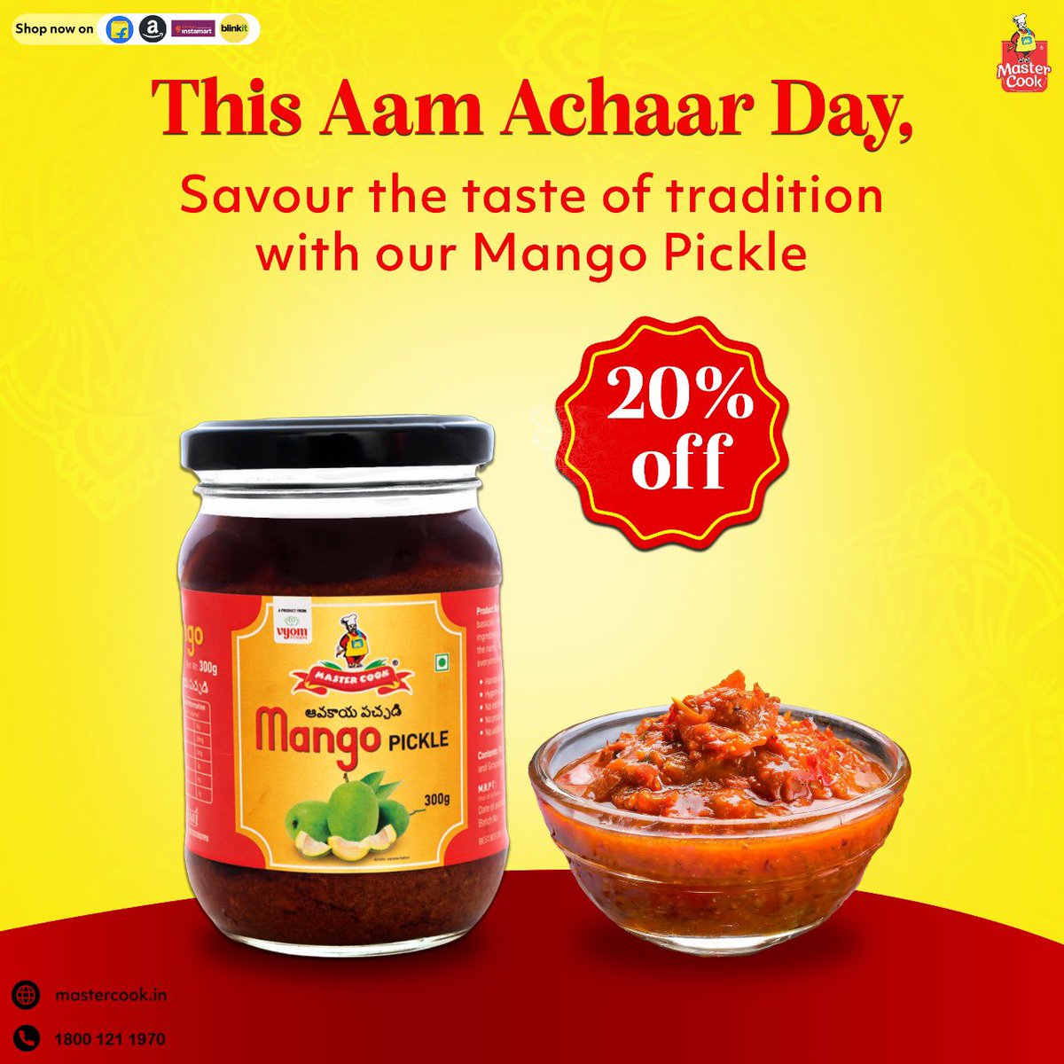 Celebrate Aam Achaar Day with our Tangy Mango Pickle and that too at flat 20% off!**
Check out the link in our bio and buy your pickle now!
#pickles #avakkai #mango #mangopickle #mommade #aamachaarday #food #foodie #foodporn #instafood #homemade #pickle #yummy #delicious #pickle