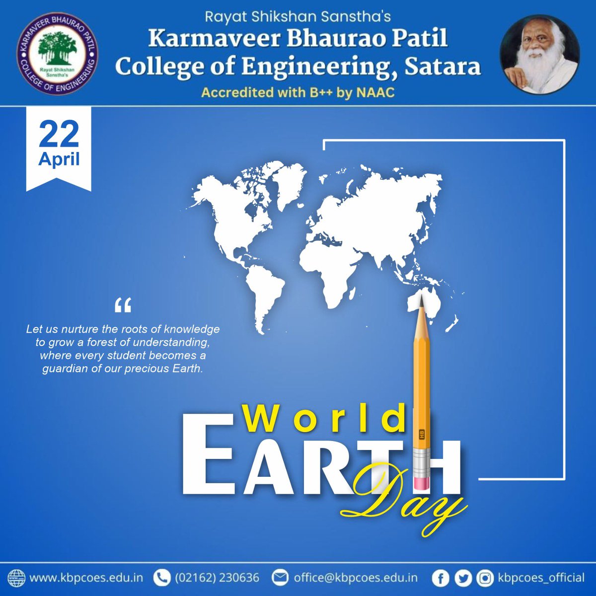 Happy Earth Day! Let’s protect our planet for future generations and cherish our planet’s resources🌍. #earth #environment #world #worldearthday #kbp #kbpcoes #engineering #college #civil #mechanical #electronics #electronics #computer #civilengineering #mechanicalengineering