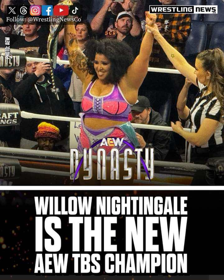 Congrats to my girl #WillowNightingale for beating #JuliaHart love me some Willow she's the new #TBSChampion