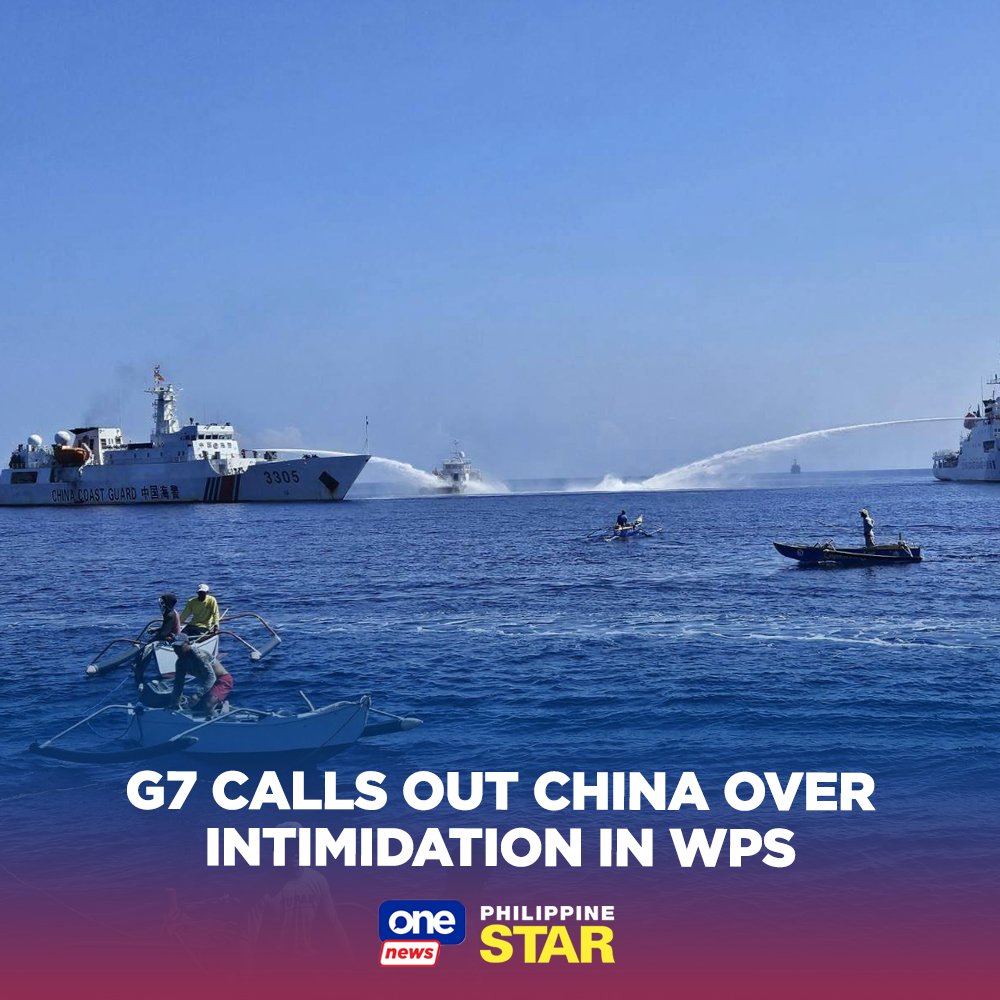 #G7 Calls Out #China Over Intimidation In #SouthChinaSea The G7 have issued a joint communiqué calling on China to stop its militarization of the South China Sea & denouncing its use of dangerous maneuvers and water cannons against Philippine vessels. They said China’s vast