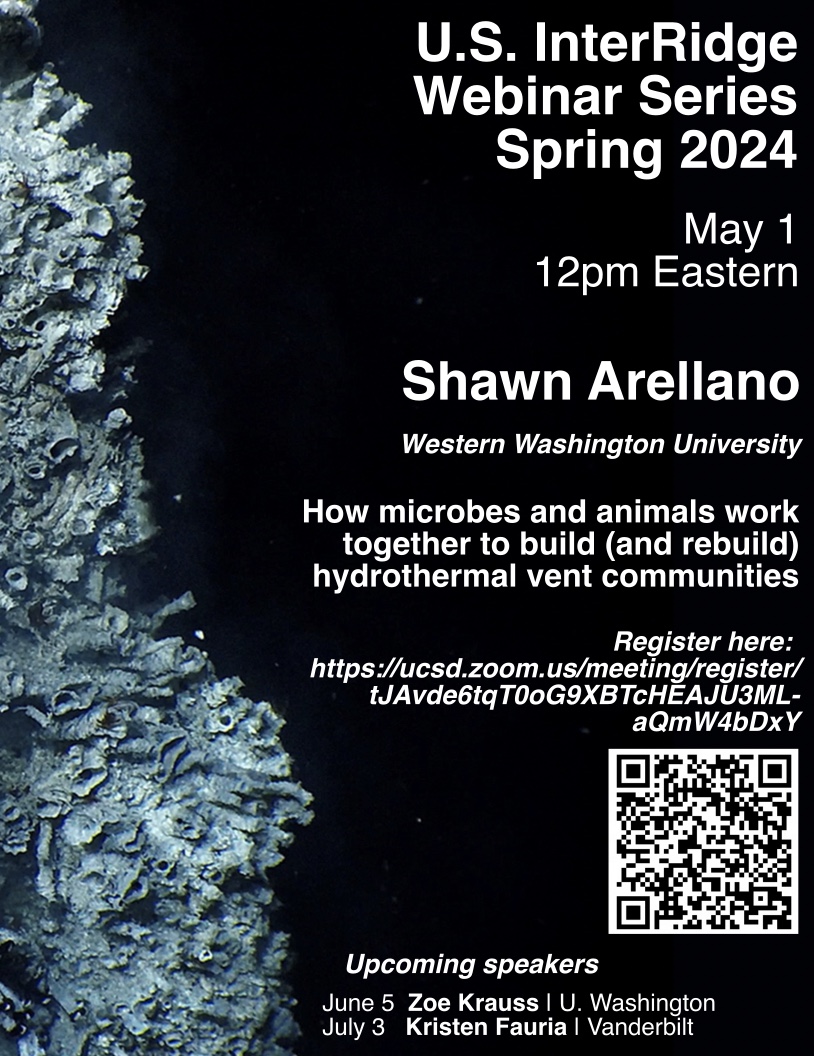 Ross Parnell-Turner (@ross_pt) on Twitter photo Join us at 12pm Eastern on May 1 for the next US InterRidge Webinar given by Shawn Arellano <a href="/LarvalLab/">Shawn Arellano</a>
Register: ucsd.zoom.us/meeting/regist…
Previous webinars are on our freshly minted US InterRidge website👉 usinterridge.org Join us at 12pm Eastern on May 1 for the next US InterRidge Webinar given by Shawn Arellano <a href="/LarvalLab/">Shawn Arellano</a>
Register: ucsd.zoom.us/meeting/regist…
Previous webinars are on our freshly minted US InterRidge website👉 usinterridge.org