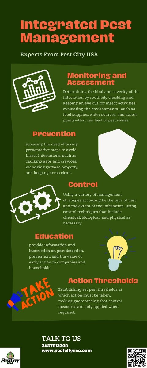 What is Integrated Pest Management? An Overview

Take a closer look at the Integrated Pest Management USA's complete pest management services in the following infographic. Call us at 2487912209, visit our website pestcityusa.com for more information.

#pestcontrol