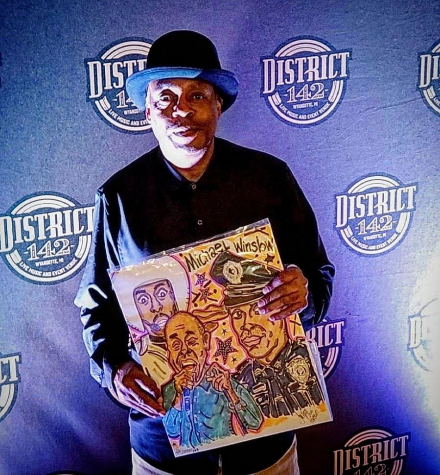 The very cool and talented artists Michael Winslow! Thank you District 142!! This is absolutely the greatest! #HoneycuttDrawMe #policeacademy #spaceballs #comedyshow #art #comedy #wyandottemichigan