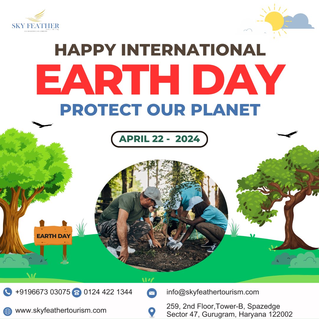 Happy Earth Day from Sky Feather Tourism! Let's celebrate our beautiful planet and commit to preserving its wonders for generations to come. 

#skyfeathertourism #EarthDayWishes #ProtectOurPlanet #NatureLove #SustainableTravel #GreenAdventures #PreserveTheEarth