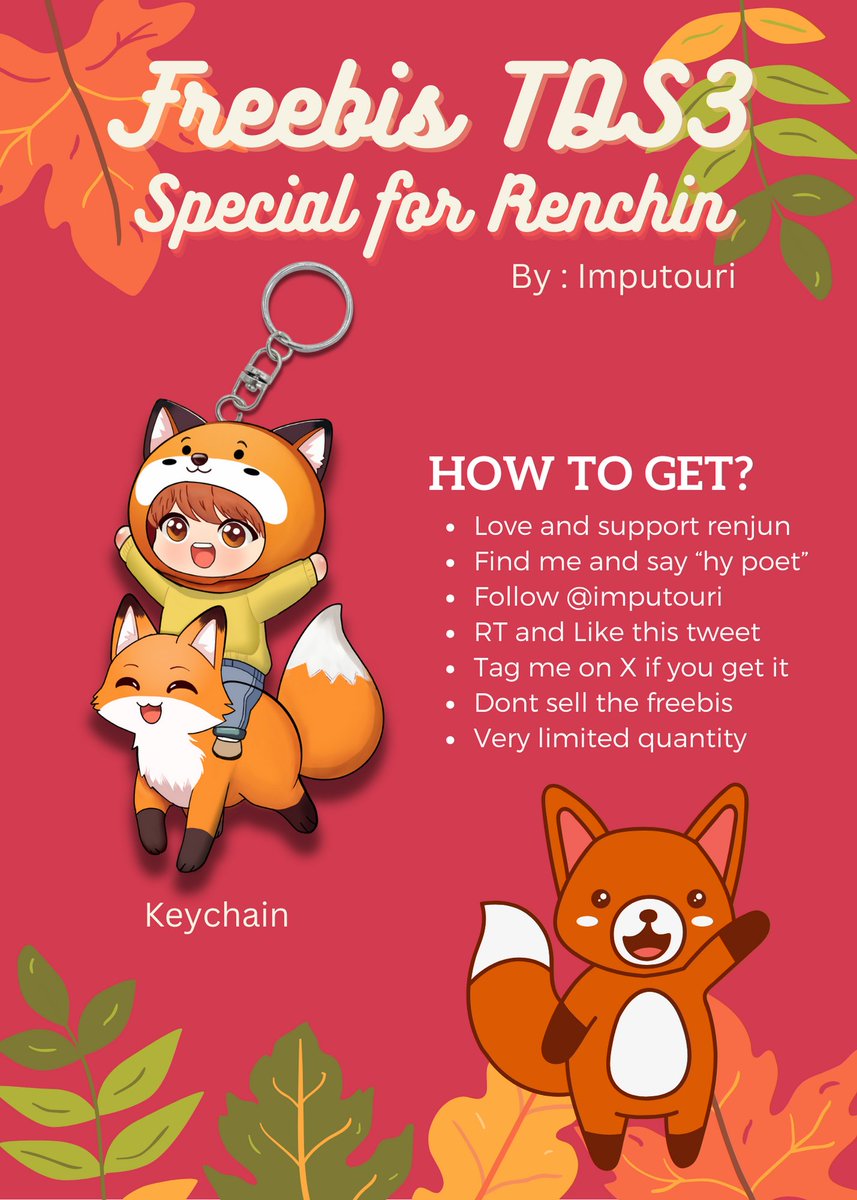 imputouri's tweet photo. 🦊Freebies TDS3 in Jakarta🦊       
by @imputouri
even aku bukan renchin, aku mau buat freebis ini dgn harapan sedikit mengobati rasa sedih renchin. Semoga renjun segera pulih. Freebis buat lilsuns updated soon yaww🐬

like &amp; rt are appreciated
⏰Sabtu, 18 May 2024 
📍GBK Stadium https://t.co/rO3Hlrtmu2