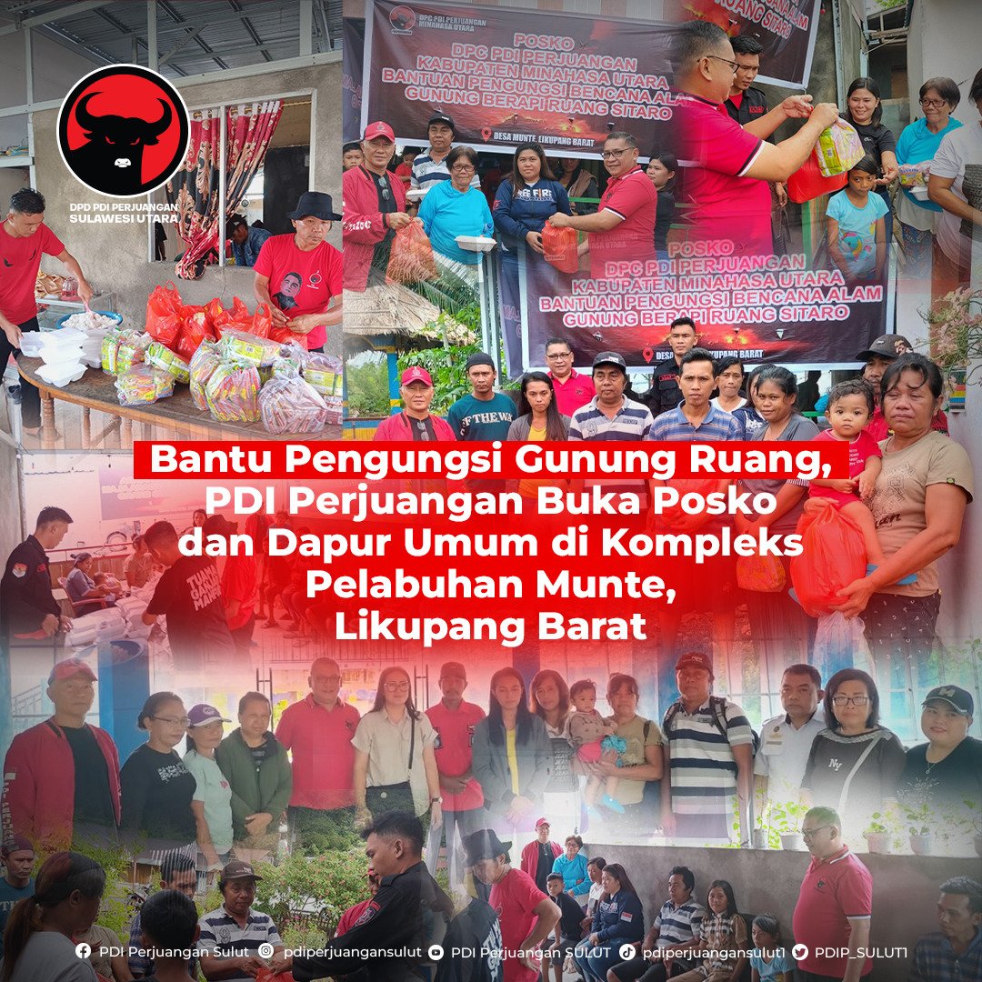 PDIP_SULUT1's tweet photo. Bantu Pengungsi Gunung Ruang, PDI Perjuangan Buka Posko dan Dapur Umum di Kompleks Pelabuhan Munte, Likupang Barat

#PDIPerjuangan
#GunungRuang
#GotongRoyong https://t.co/owakaJrfzM