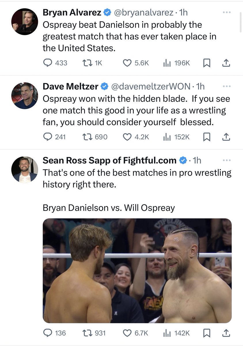 hmm so i take it that Bryan Danielson vs. Will Ospreay was pretty good eh