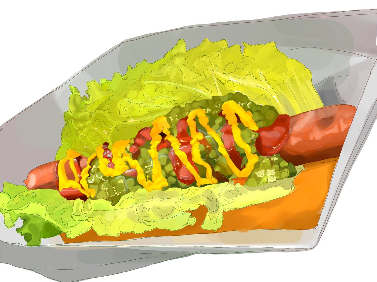 1208Daizu's tweet photo. ホットドッグ描きました🌭

 #フードイラスト
 #イラスト https://t.co/1ED9Gd1WZe