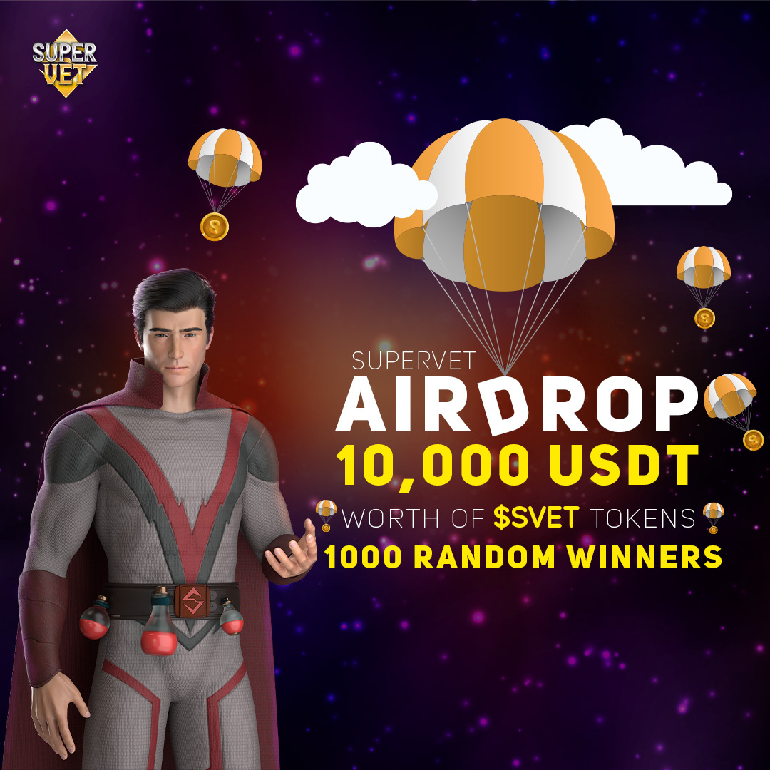 SuperVet_io's tweet photo. 🚨 Exciting News! 🚨

Super Vet is thrilled to announce a massive airdrop of $10,000 usdt worth of $SVET tokens among 1000 lucky participants! 🎉

To participate in the $SVET airdrop:
1- Follow @supervet_game
2- Like & RT this post
3- Fill out the form: https://t.co/lyNO1orHyV

1000 random winners will be chosen to share the prize pool! 🍀

#giveaway #AirdropCrypto #AirdropGiveaway #AirdropCommunity #super #web3 #blockchain #Bitcoin #usdt $SVET