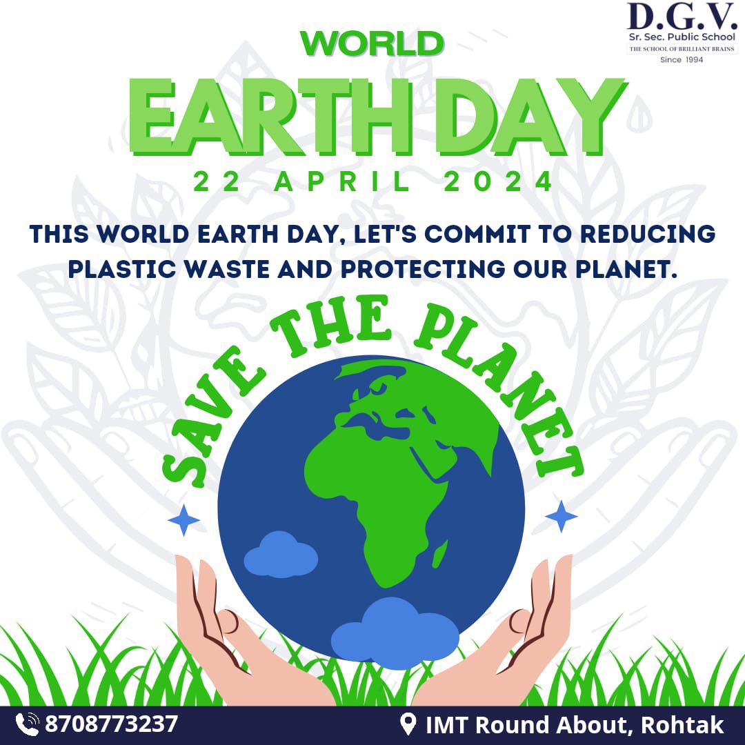 World Earth Day!! 🌎🌱
Let's work together to create a greener and cleaner future for all.

#EarthDay2024 | #Together | #clean | #world 
@DgvSchool