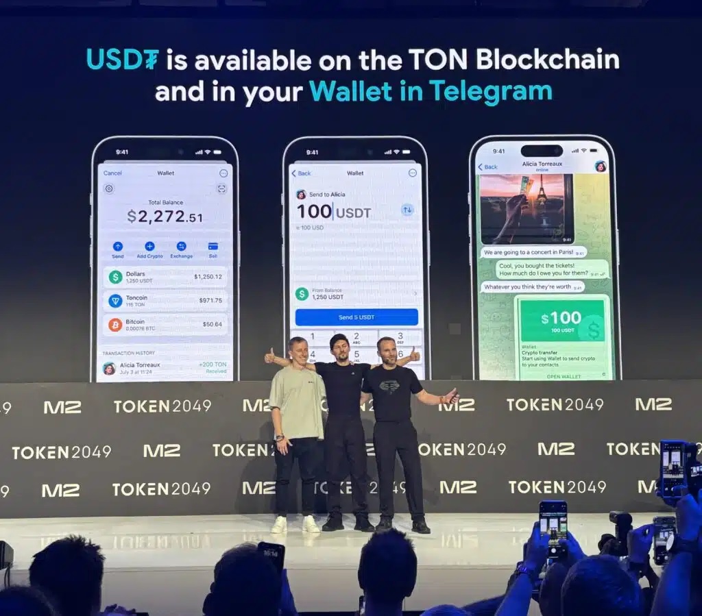 icye001's tweet photo. The rains did not stop Token2049, but did cause some serious delays to people arriving from out of town. Taking some much needed heat away from Dubai’s flooded streets, Pavel Durov, the enigmatic and elusive founder of the Telegram messenger, made waves at Token2049 with several announcements aimed at bolstering and doubling down on Telegram’s crypto functionality. 🤙👏
Durov unveiled plans for ordinary Telegram users to dive into the TON ecosystem, initiating payments in TON for advertising to Telegram channel admins and enabling tipping in TON for content creators. Not stopping there, Durov floated the idea of trading stickers in TON as NFTs, with artists set to reel in 95% of the proceeds. With the floodwaters of announcements not stopping there, Durov invited Tether CEO to the stage, Paolo Ardoino, where the two announced they would be integrating USDT to the TON blockchain. 
⚡️🌈⚡️🎯
My two cents: with USDT having their own issues with auditing and transparency, a native TON stablecoin may have shaken the industry up even further.